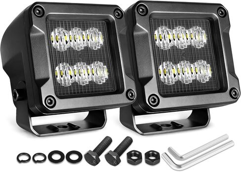 Flush Mount LED Pods, NIRIDER 2PCS 120W 5 Inch CREE LED Fog Lights Flush Off Road Light Pods Spot Light Bars Back Up Reverse Bumper Lights for Truck Car SXS UTV ATV Tractor Boat in Kuwait