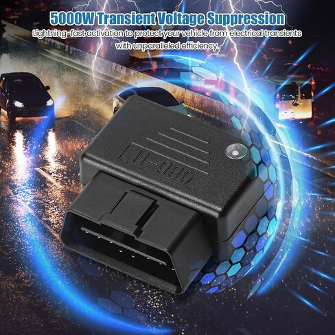 Plug-and-Play EMP Vehicle Protection with Indicator Light, Lightning Solar Flare and Surge Protection, Compatible with 12V DC OBDII Receptacle in Kuwait