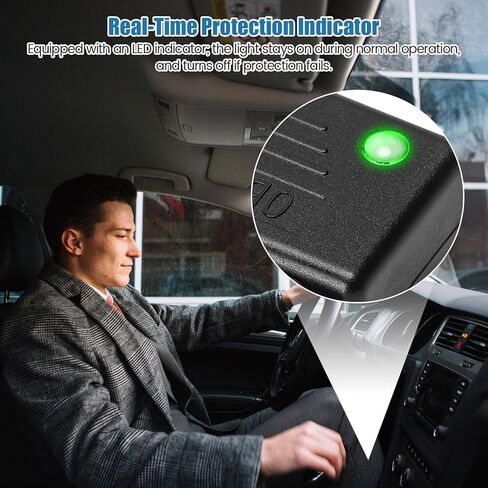 Plug-and-Play EMP Vehicle Protection with Indicator Light, Lightning Solar Flare and Surge Protection, Compatible with 12V DC OBDII Receptacle in Kuwait