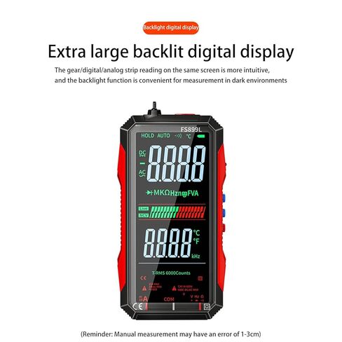 6000 Counts True RMS AC/DC Voltage Tester,FS899L Digital Multimeter with Color Screen, USB C Rechargeable Electrical Testing, NCV, Capacitance, Non Contact Voltage Detector for Car, Home(FS899L) in Saudi Arabia
