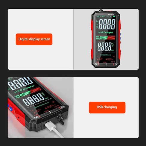 6000 Counts True RMS AC/DC Voltage Tester,FS899L Digital Multimeter with Color Screen, USB C Rechargeable Electrical Testing, NCV, Capacitance, Non Contact Voltage Detector for Car, Home(FS899L) in Saudi Arabia