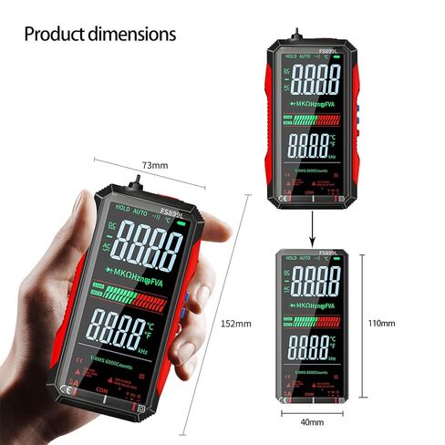 6000 Counts True RMS AC/DC Voltage Tester,FS899L Digital Multimeter with Color Screen, USB C Rechargeable Electrical Testing, NCV, Capacitance, Non Contact Voltage Detector for Car, Home(FS899L) in Saudi Arabia