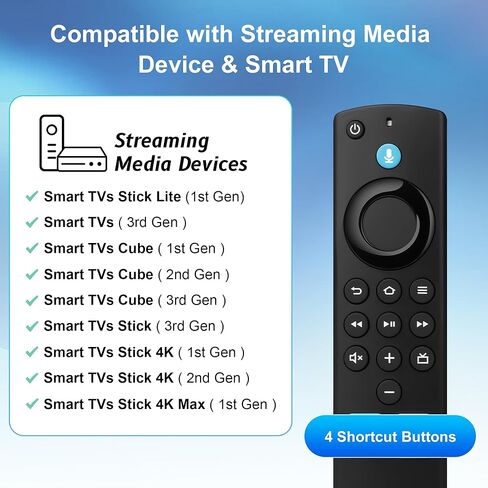 2nd Gen Replacement Voice Remote Fit for Fire AMZ Smart TVs Cube (1st/2nd Gen), Smart TVs (3rd Gen), Smart TVs Stick Lite, Smart TVs Stick 4K, Smart TVs Stick (2nd Gen), Smart TVs Stick in Kuwait