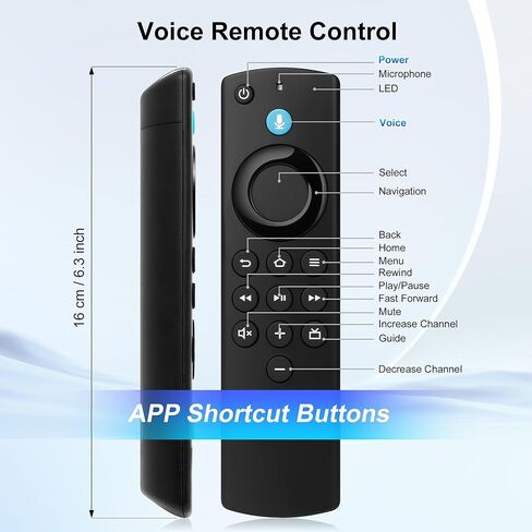 2nd Gen Replacement Voice Remote Fit for Fire AMZ Smart TVs Cube (1st/2nd Gen), Smart TVs (3rd Gen), Smart TVs Stick Lite, Smart TVs Stick 4K, Smart TVs Stick (2nd Gen), Smart TVs Stick in Kuwait