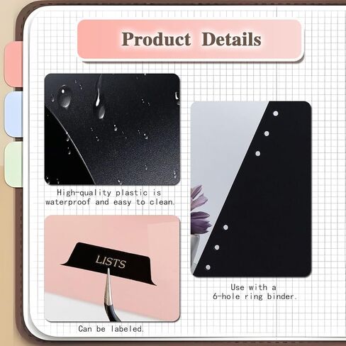 فواصل مجلد A5 ذات 6 حلقات مع علامات تبويب - 14 عبوة من منظمات بلاستيكية متينة من مادة PVC، وإدراج فهرس 7 علامات تبويب للمدرسة والمكتب والمنزل - تتضمن ملصقات أبجدية قابلة لإعادة الاستخدام (مجموعتان) (2) in Kuwait