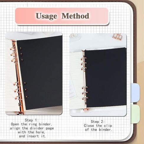 فواصل مجلد A5 ذات 6 حلقات مع علامات تبويب - 14 عبوة من منظمات بلاستيكية متينة من مادة PVC، وإدراج فهرس 7 علامات تبويب للمدرسة والمكتب والمنزل - تتضمن ملصقات أبجدية قابلة لإعادة الاستخدام (مجموعتان) (2) in Kuwait