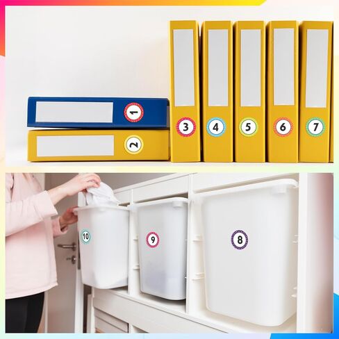 600 PCS 1-40 Number Stickers, Self-Adhesive Colored Numbers Decals, Water/Oil/Tear Resistant Removable Polka Dot Consecutive Number Labels for Classroom Office Storage Boxes in Kuwait