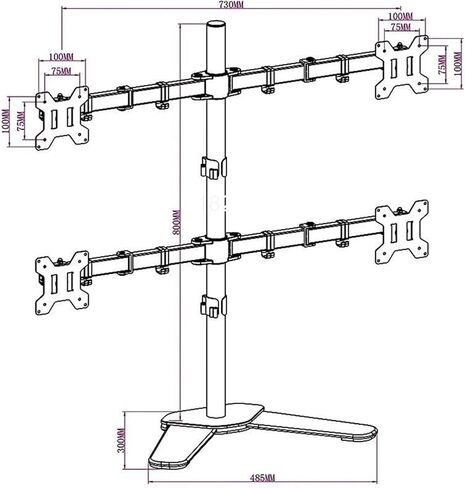 Desktop Stand Full Motion 360 Degree 4 Screen Monitor Stand 10"-24" LCD LED Monitor Mounting Arm Each Head Load Capacity 8kg in Saudi Arabia