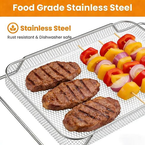 سلة Air Fryer for Breville Smart Oven Air Fryer Pro ، 3pcs سلال شبكية من الفولاذ المقاوم للصدأ ، ملحقات الهواء ، صينية شبكية للفرن ، أوفرنو ميكروويف (من أجل Breville: 16.5 "D x 11.8" W × 0.5 "H) in Kuwait