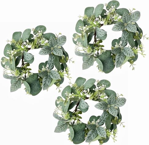 إكليل صناعي من الأوكالبتوس مقاس 25.4 سم، إكليل من أوراق الأوكالبتوس الصناعية، إكليل للخزانة، إكليل أخضر صناعي للباب الأمامي، ونافذة حائط المزرعة، ديكور منزلي للزفاف، 5 قطع in Kuwait