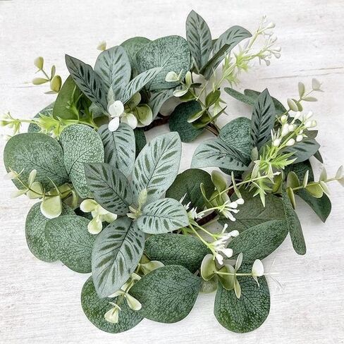 إكليل صناعي من الأوكالبتوس مقاس 25.4 سم، إكليل من أوراق الأوكالبتوس الصناعية، إكليل للخزانة، إكليل أخضر صناعي للباب الأمامي، ونافذة حائط المزرعة، ديكور منزلي للزفاف، 5 قطع in Kuwait