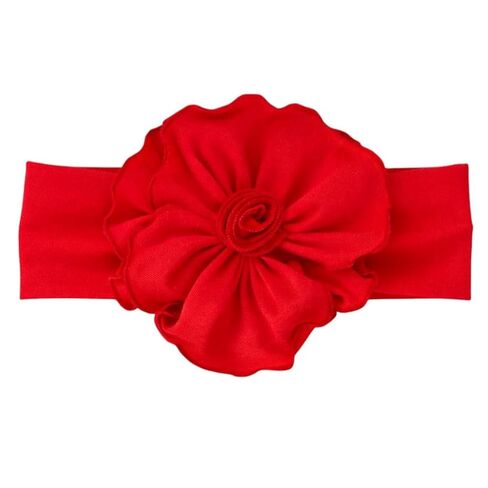 عصابات رأس للفتيات الصغيرات - أربطة شعر مصنوعة يدويًا من القطن الناعم للأطفال الصغار مع إكسسوارات شعر على شكل زهرة كبيرة هدية عيد ميلاد للأطفال (أحمر) in Kuwait