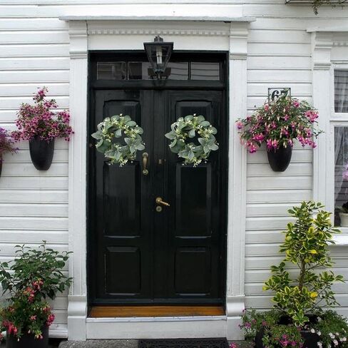 إكليل صناعي من الأوكالبتوس مقاس 25.4 سم، إكليل من أوراق الأوكالبتوس الصناعية، إكليل للخزانة، إكليل أخضر صناعي للباب الأمامي، ونافذة حائط المزرعة، ديكور منزلي للزفاف، 5 قطع in Kuwait