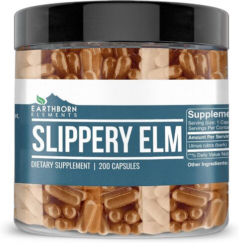 Earthborn Elements Slippery Elm 200 كبسولة، نقية وغير مخففة، بدون إضافات in Saudi Arabia