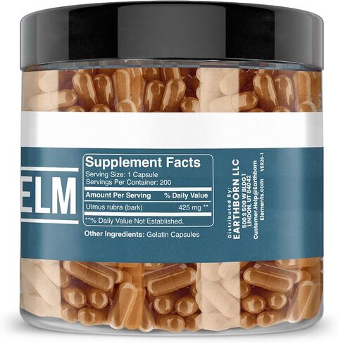Earthborn Elements Slippery Elm 200 كبسولة، نقية وغير مخففة، بدون إضافات in Saudi Arabia