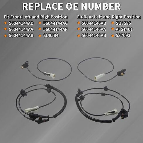ABS Wheel Speed Sensor 56044144AD/AC & 56044146AB/AA, Set of 4 ABS Sensors Compatible with Jeep Grand Cherokee, Commander 2005-2010, Front & Rear Wheel Positions in Kuwait