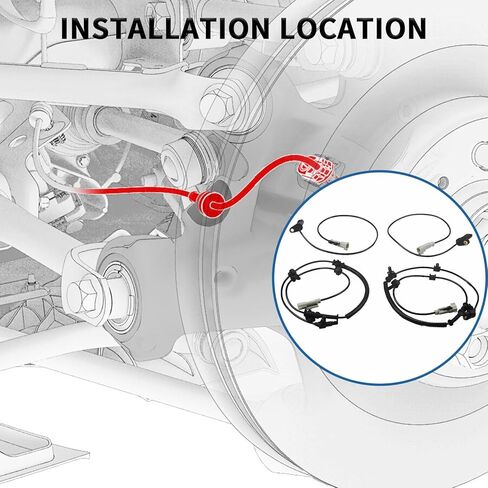 ABS Wheel Speed Sensor 56044144AD/AC & 56044146AB/AA, Set of 4 ABS Sensors Compatible with Jeep Grand Cherokee, Commander 2005-2010, Front & Rear Wheel Positions in Kuwait
