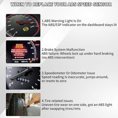 ABS Wheel Speed Sensor 56044144AD/AC & 56044146AB/AA, Set of 4 ABS Sensors Compatible with Jeep Grand Cherokee, Commander 2005-2010, Front & Rear Wheel Positions in Kuwait