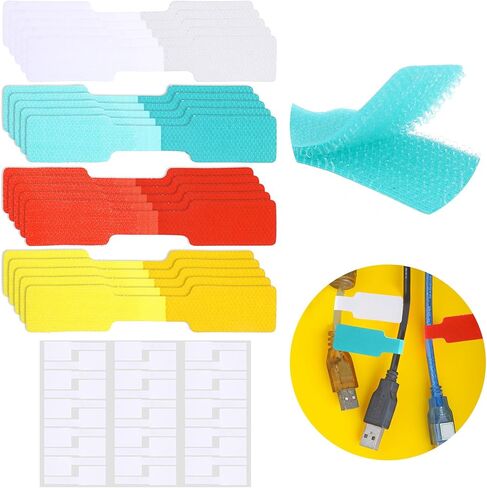 50Pcs Cable Labels for Cords Set - 20 Pcs Colors Wire Label & 30 Pcs White Cord Labels for Electronics Organization in Kuwait