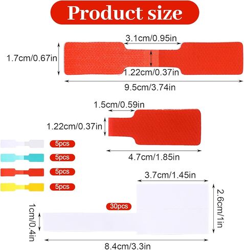 50Pcs Cable Labels for Cords Set - 20 Pcs Colors Wire Label & 30 Pcs White Cord Labels for Electronics Organization in Kuwait