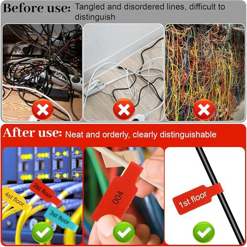 50Pcs Cable Labels for Cords Set - 20 Pcs Colors Wire Label & 30 Pcs White Cord Labels for Electronics Organization in Kuwait