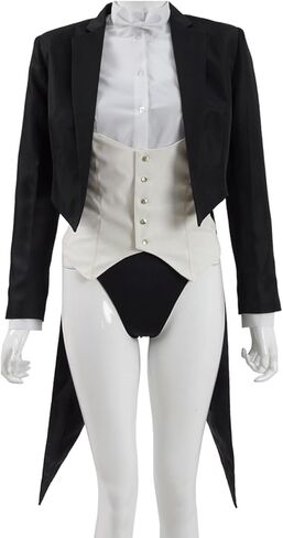 Womens Magician Zatana Cosplay Costume Zatana Magic Tailcoat Shirt Vest Fullset in Saudi Arabia