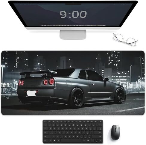 JDM Car R34 Cool City Night Scene Mouse Pad Desk Pad Desk Mat for Keyboard Computer Pad Office Supplies for Desk 30x60cm in Kuwait