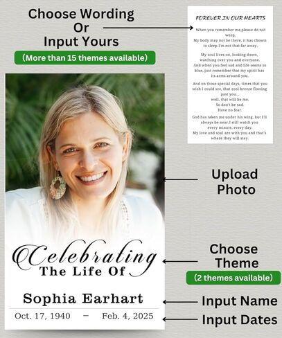 Custom Prayer Cards for Funerals with Photo - Funeral Memorial Card Personalized with Celebrating The Life Of,4X2.5",15-250 Cards in Saudi Arabia