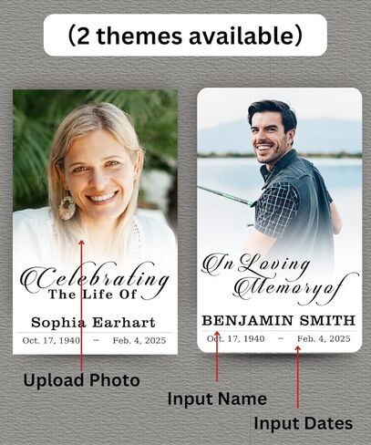 Custom Prayer Cards for Funerals with Photo - Funeral Memorial Card Personalized with Celebrating The Life Of,4X2.5",15-250 Cards in Saudi Arabia