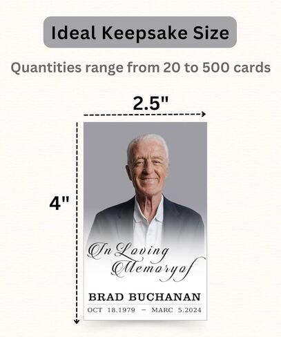 Custom Prayer Cards for Funerals with Photo - Funeral Memorial Card Personalized with Celebrating The Life Of,4X2.5",15-250 Cards in Saudi Arabia