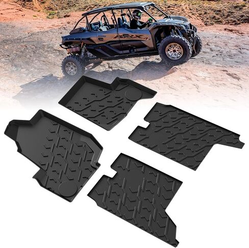 سجادات أرضية SAUTVS TPE لـ Kawasaki Teryx KRX4، بطانات أرضية مطاطية للصف الأمامي والخلفي من جميع الأحوال الجوية للحماية من الطقس لـ Kawasaki Teryx KRX 4 1000 2023-2025 ملحقات (4 قطع) in Saudi Arabia
