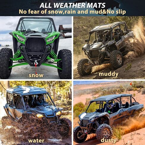 سجادات أرضية SAUTVS TPE لـ Kawasaki Teryx KRX4، بطانات أرضية مطاطية للصف الأمامي والخلفي من جميع الأحوال الجوية للحماية من الطقس لـ Kawasaki Teryx KRX 4 1000 2023-2025 ملحقات (4 قطع) in Saudi Arabia