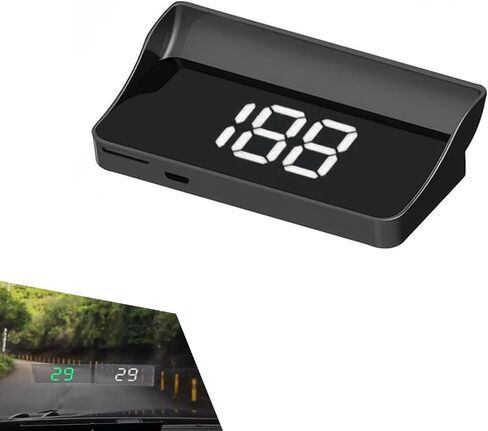 Car Heads Up Display, High Definition Center Console Speedometer Projector, USB Plug & Play Night Visible HUD Digital Speedometer, Universal for Most Cars (White) in Kuwait