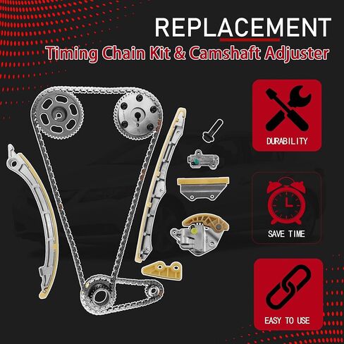 طقم سلسلة التوقيت وضبط عمود الحدبات متوافق مع 2008-2015 Honda Civic Accord CR-V Crosstour Acura ILX TSX 2.4L L4 يستبدل 14510-R40-A01 13620-RAA-A02 14210-PNA-000 in Kuwait