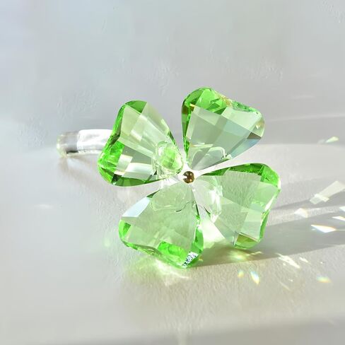 Lucky Crystal Clover, Glass Clover Ornament, Glass Figurine Collectible, Decorative Crystal Craft, Car Table Desktop Decoration, Birthday Gift in Saudi Arabia