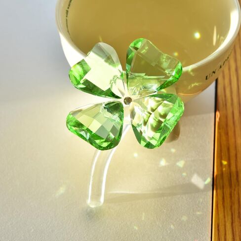 Lucky Crystal Clover, Glass Clover Ornament, Glass Figurine Collectible, Decorative Crystal Craft, Car Table Desktop Decoration, Birthday Gift in Saudi Arabia