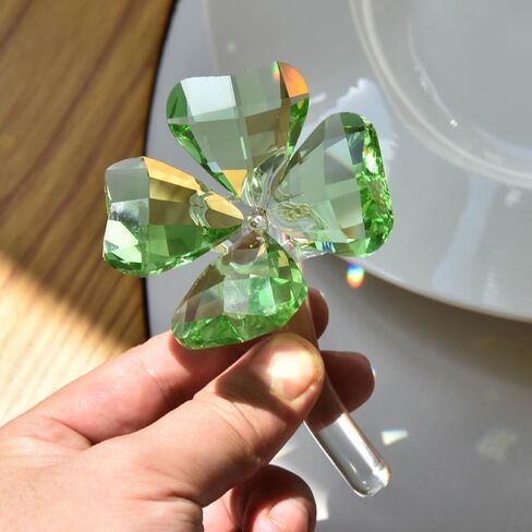 Lucky Crystal Clover, Glass Clover Ornament, Glass Figurine Collectible, Decorative Crystal Craft, Car Table Desktop Decoration, Birthday Gift in Saudi Arabia