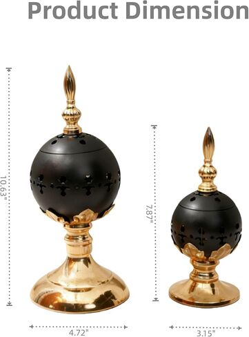 مجموعة من 2 مبخرة اللبان والفحم البخور حامل معدني عتيق مصباح عطري حامل البخور الحديد المنزل المعطر منضدية الكنيسة المسيحية مبخرة ديكور in Kuwait