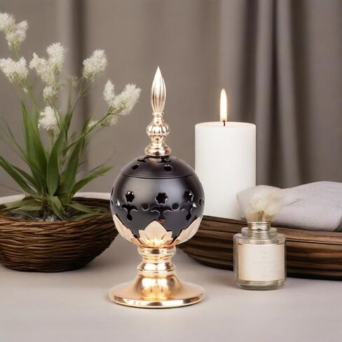 مجموعة من 2 مبخرة اللبان والفحم البخور حامل معدني عتيق مصباح عطري حامل البخور الحديد المنزل المعطر منضدية الكنيسة المسيحية مبخرة ديكور in Kuwait