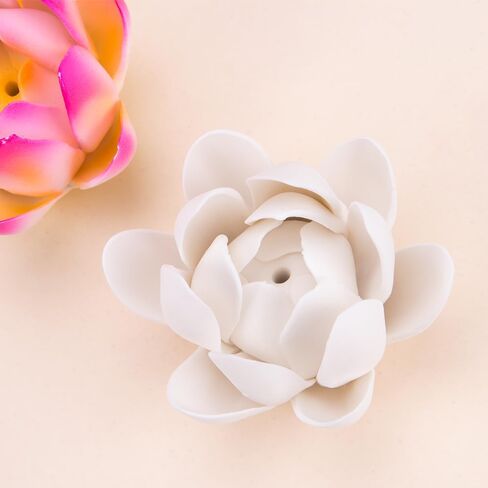 2Pcs Elegant Ceramic Lotus Incense Holder 3D Lotus Incense Plate Handmade Flowers Stick Incense Burner Zen-Inspired Home Decor for Tea Yoga Rooms in Saudi Arabia