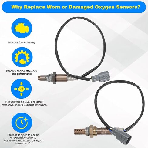 JDMON 2PCS O2 Oxygen Sensor Replacement for 2006-2008 Toyota RAV4, 2004-2011 Camry 2.4L Compatible with 234-4622, 234-9049, 2344556 in Saudi Arabia