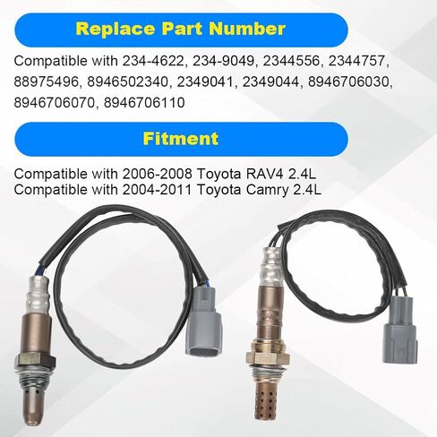 JDMON 2PCS O2 Oxygen Sensor Replacement for 2006-2008 Toyota RAV4, 2004-2011 Camry 2.4L Compatible with 234-4622, 234-9049, 2344556 in Saudi Arabia