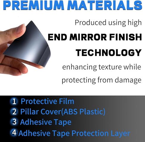 Side Door Window Cover Trim, 6 Pcs Exterior Door Window Pillar Posts Trim Stickers for Compatible with Honda Civic Sedan 10th Gen 2016 2017 2018 2019 2020 2021 Accessories (Glossy Black) in Kuwait