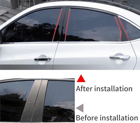 Side Door Window Cover Trim, 6 Pcs Exterior Door Window Pillar Posts Trim Stickers for Compatible with Honda Civic Sedan 10th Gen 2016 2017 2018 2019 2020 2021 Accessories (Glossy Black) in Kuwait