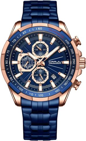 CRRJU Men Wristwatches Fashion Luxury Stainless Steel Watches for Men Business Auto Date Glow Analog Quartz Wristwatches in Kuwait