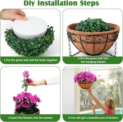 Ouddy Decor Artificial Hanging Flowers with Basket, Silk Azalea Flowers in Coconut Basket, Fake Hanging Plants Artificial Decor for Outdoor Indoor Yard Garden Patio Home Room Porch Decor (Fuchsia) in Saudi Arabia