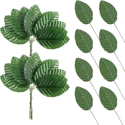 200 Pcs Faux Wired Single Leaf 4.3inch Artificial Leaves for Crafts Fake Green Leaves Green Fake Rose Leaf for Flower DIY Wedding Arrangements Corsage Bouquet Decorations in Kuwait