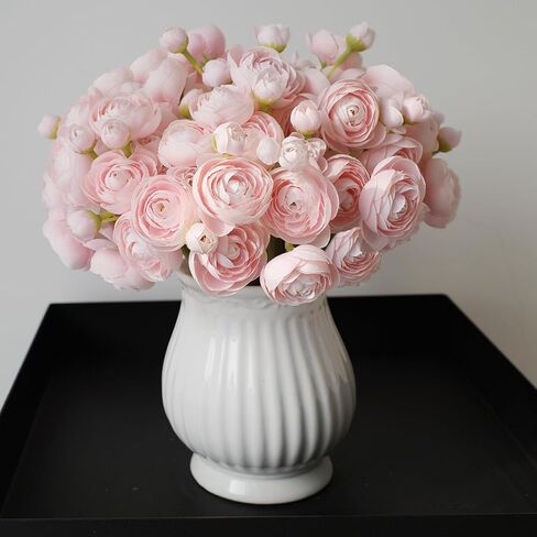 18 Pcs Ranunculus Artificial Flowers Pink Mini Faux Ranunculus Flowers Pink Silk Ranunculus Flowers for Wedding DIY Bouquets Home Decor Arrangements in Saudi Arabia