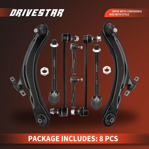 مجموعة 8 قطع من DRIVESTAR قضبان ربط لأذرع التحكم السفلية الأمامية، تناسب 2008-2013 لنيسان روج، 2014-2015 لروج سيليكت، MS30194 MS30195 K750095 K750094 ES800583 ES800582 EV800550 in Saudi Arabia