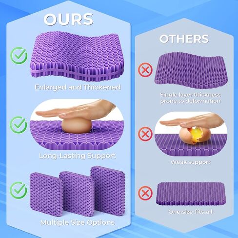 وسادة مقعد جل TushGuard للجلوس الطويل، وسادة مقعد كرسي مكتب بتصميم كبير وسميك حاصل على براءة اختراع، وسادات تبريد قابلة للتنفس للكراسي، وسائد سيارة ناعمة للكرسي المتحرك (كبير جدًا، رمادي) in Kuwait